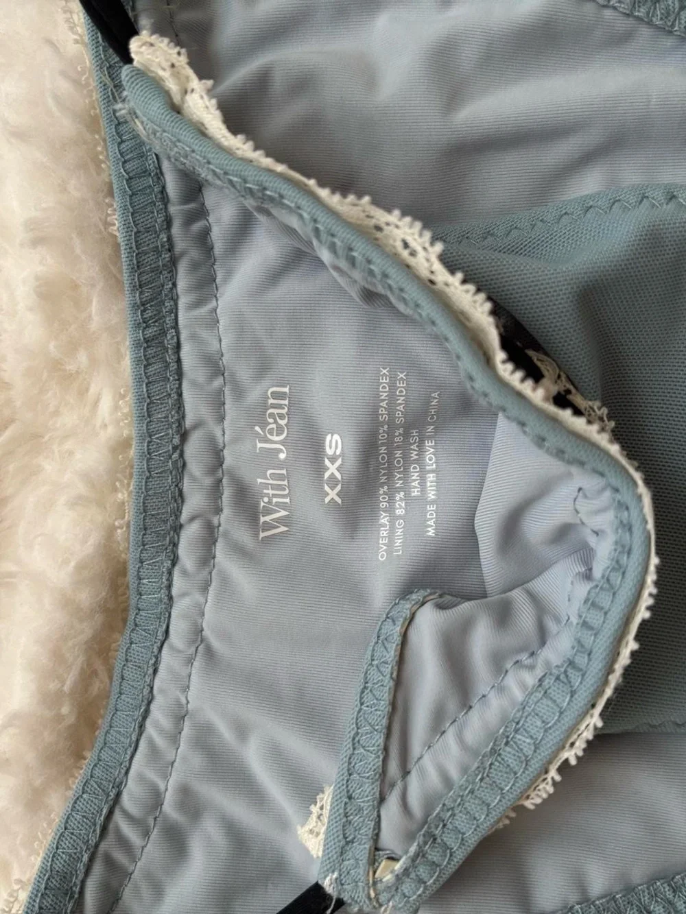 With Jean Blue Lace-Trim Tie-Side Bikini - Picture 5 of 6